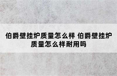 伯爵壁挂炉质量怎么样 伯爵壁挂炉质量怎么样耐用吗